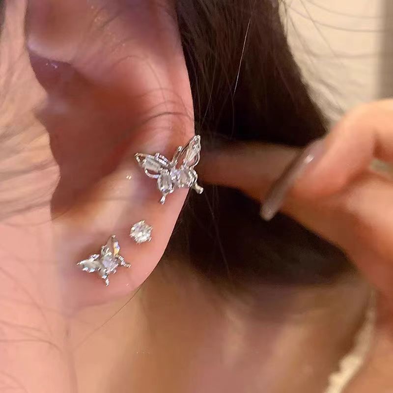 Exquisite and small butterfly stud six-piece set, simple and niche design sense, high-end and sweet earrings, a new trend in 2025 Specification drawing