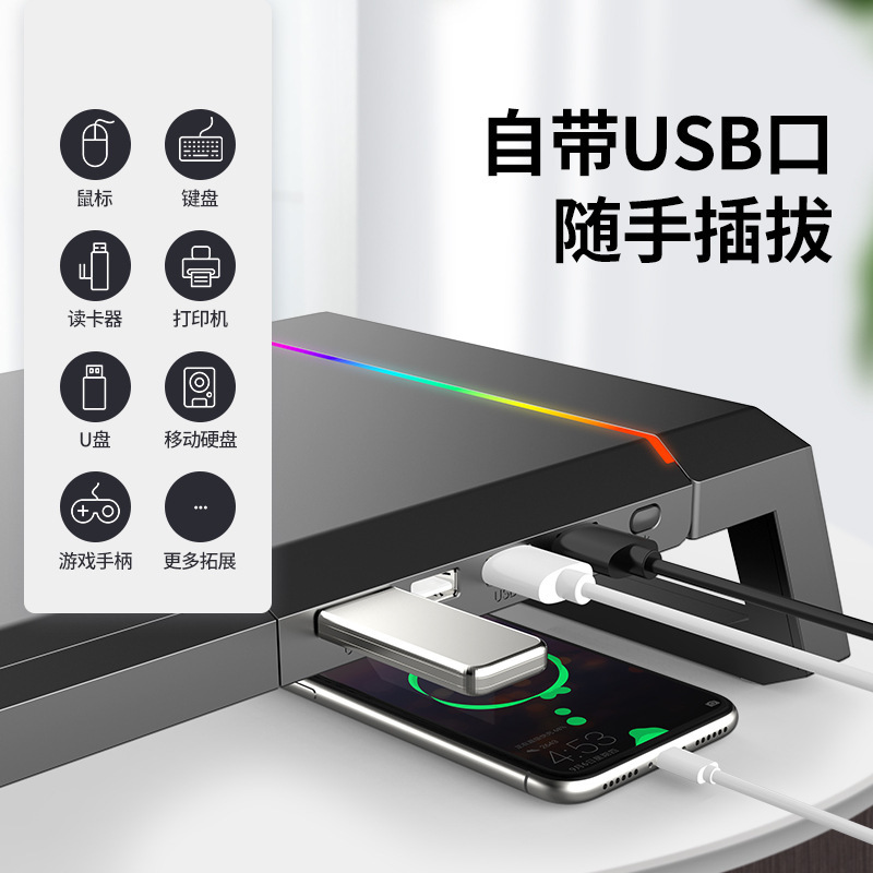 Core Icezon T1 Multifunctional All-in-one computer monitor, laptop height-increasing stand, RGB mouse pad Item Picture