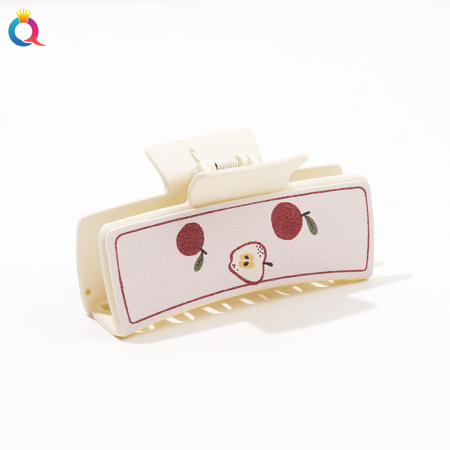 Qiyue Amazon PU Shark clip printed style leather hair clip, cross-border square clip, elegant grab clip hair accessory wholesale Item Picture