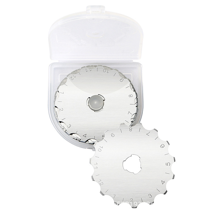 Factory direct sales of 45mm jumper wire rotating blades, dotted line sawtooth blades, roller blades for paper and fabric cutting Specification drawing