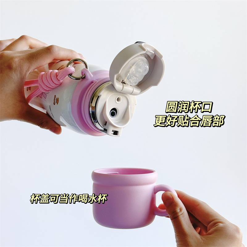 2025 New Zaka three-drink Insulated Cup with stainless steel strap, 500ml, cute cartoon straw cup for women Application Scenario