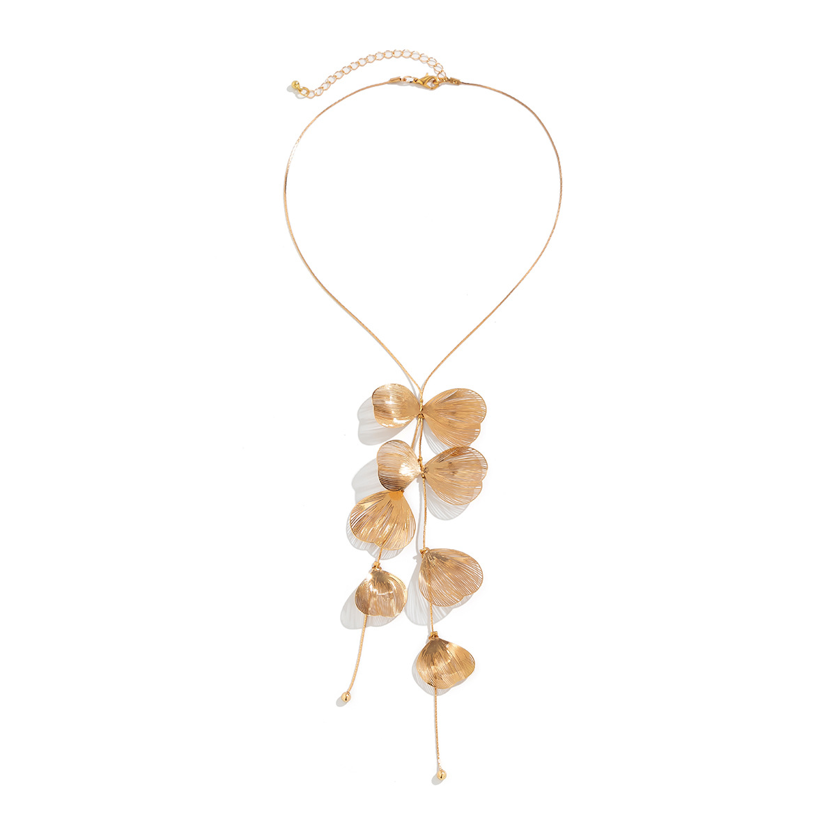 A rare European and American ginkgo leaf tassel necklace with a sweet and cool design sense, a cross-border retro pull-out collar accessory choker Item Picture