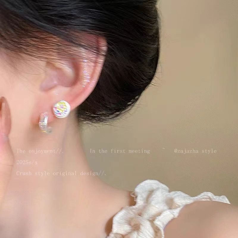 Spring Dopamine Colorful Graffiti Set Stud Earrings for Women, simple, small and versatile earrings, sweet and cool style earrings Specification drawing