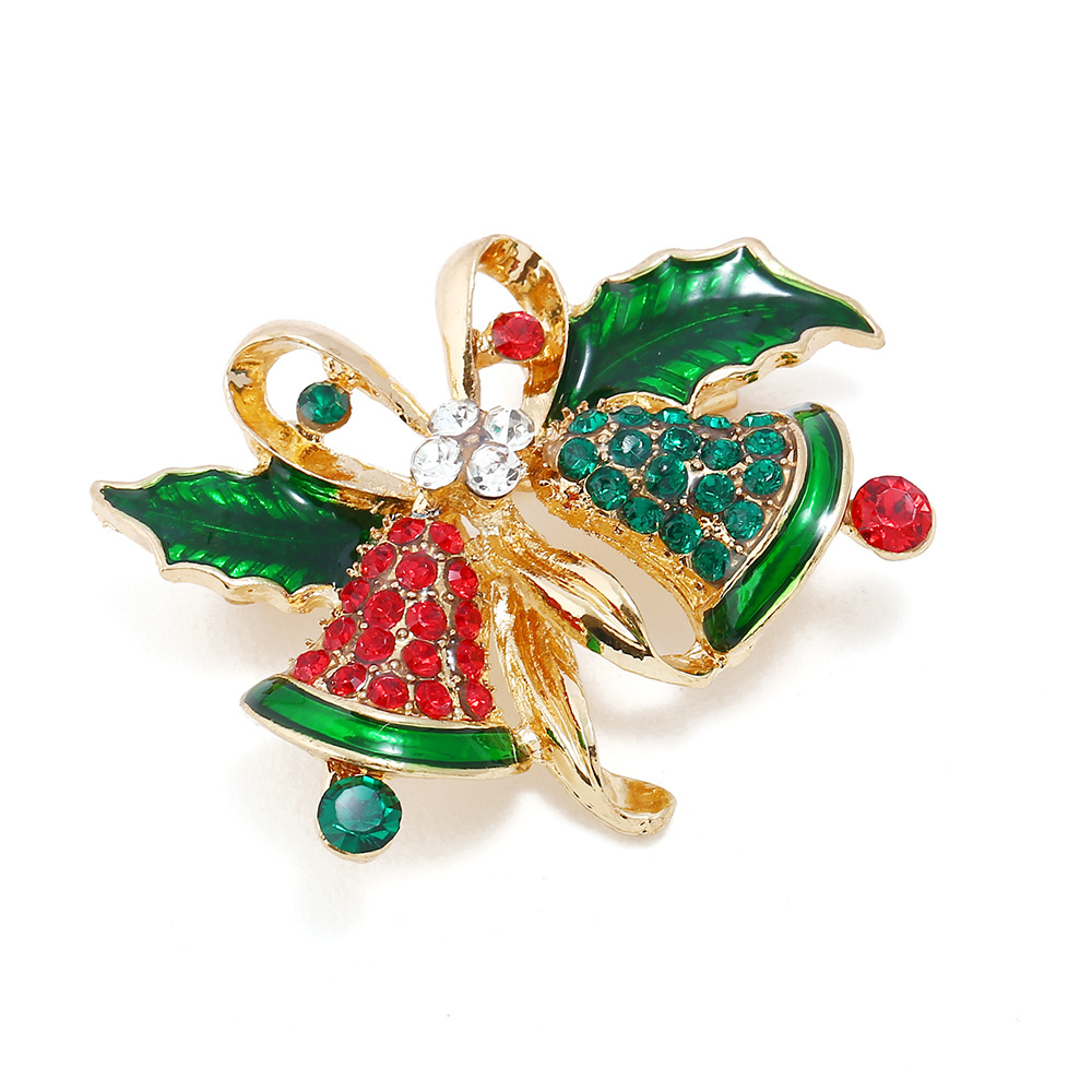 Wholesale of cross-border European and American trend bell brooches, versatile oil-drip and diamond-encrusted Christmas gifts, clothes and accessories from the manufacturer Application Scenario