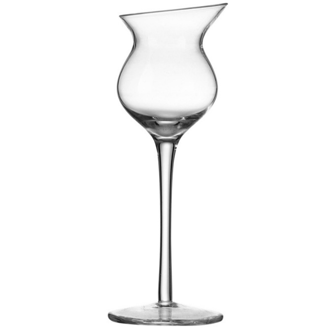 High-footed beveled mouth doll cup, creative beveled mouth brandy champagne cup, cocktail cup, transparent glass sparkling wine glass Item Picture