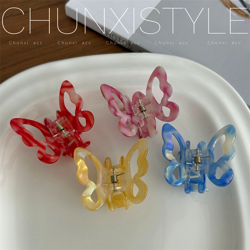 Textured acetic acid butterfly clip, semi-tied hair clip, back of the head clip, headwear, hair clip, gentle and elegant, shark clip for women full figure