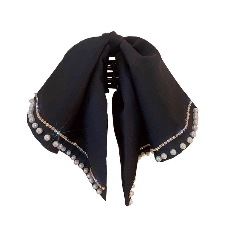 A new high-end satin bow clip for women, with a small amount of hair and a low ponytail clip headwear, and a hair clip at the back of the head Item Picture