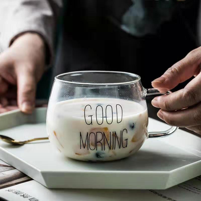 Breakfast cup, glass water cup, beverage cup, juice cup, transparent milk cup, coffee cup, glass cup with handle details Picture