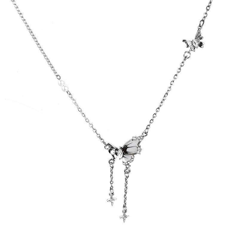 Simple butterfly tassel zircon necklace, a niche design for women that doesn't fade, a collarbone chain-like accessory wholesale Item Picture