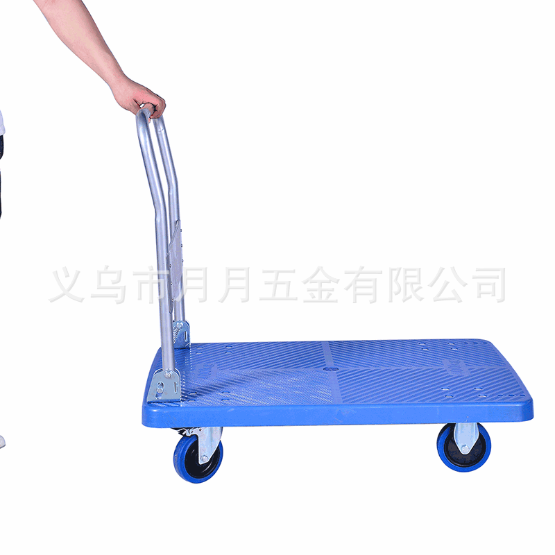 Silent trolley, folding trolley, special flatbed trolley for transporting goods, handling trolley, plastic hand-pulled trolley, household small trolley Specification drawing