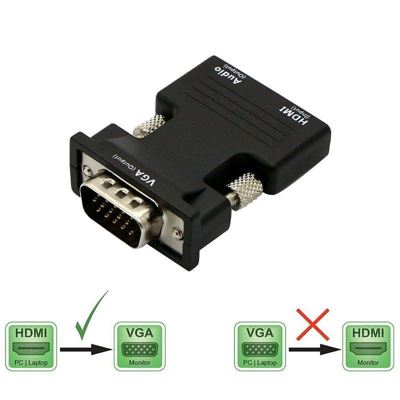 Factory direct sales of hdmi female TO VGA male adapter, HDMI TO VGA converter, hdmi adapter with audio details Picture