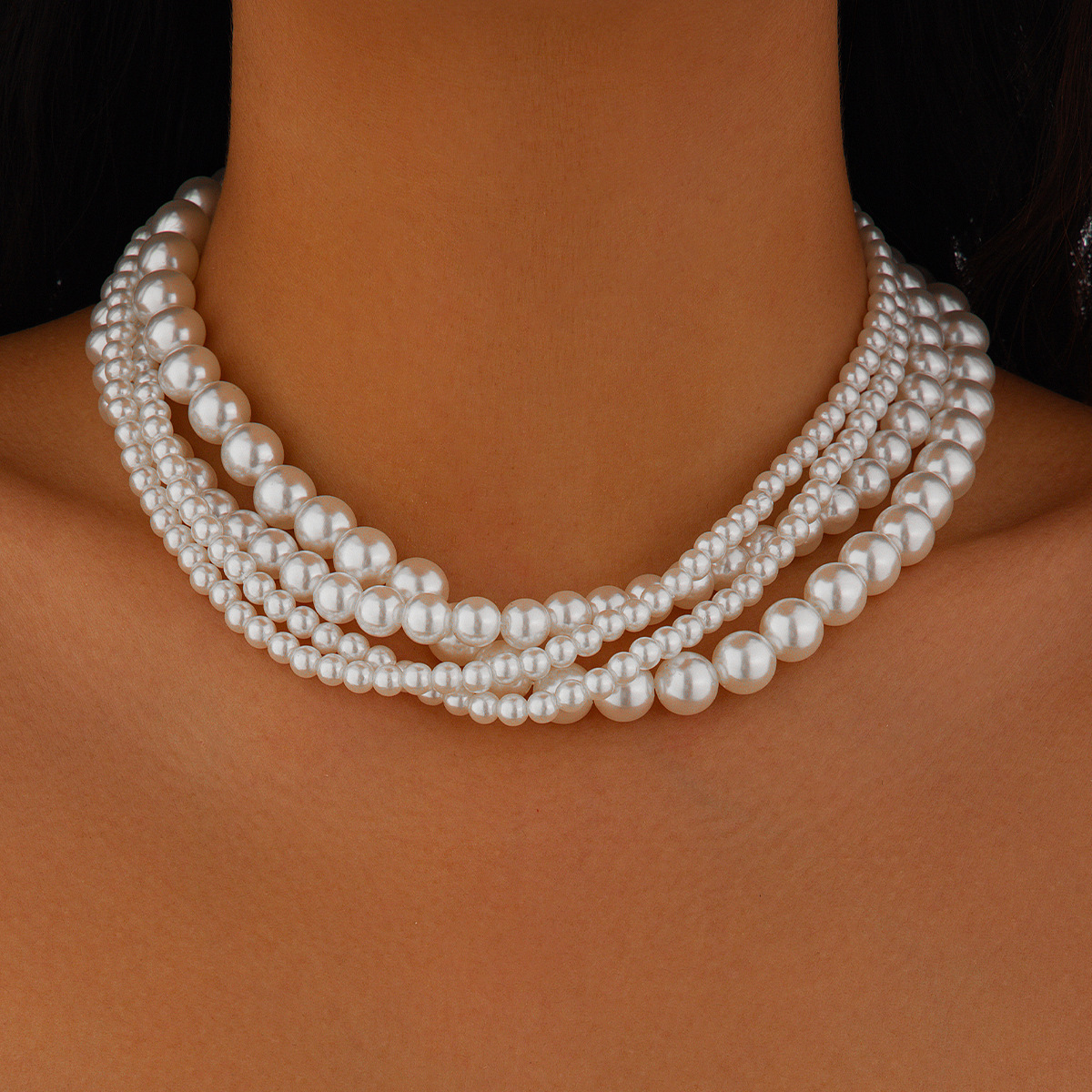 European and American cross-border jewelry, fashionable bow, beaded collarbone chain, DIY tie, velvet pearl necklace for women Specification drawing