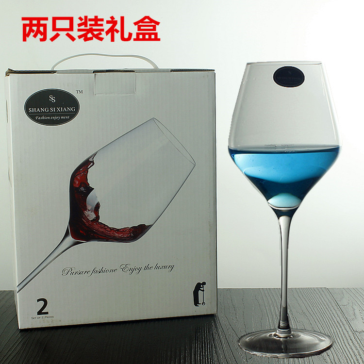 Factory wholesale of handcrafted crystal red wine glasses, tall wine glasses with cold cut edges, 2 gift sets full figure