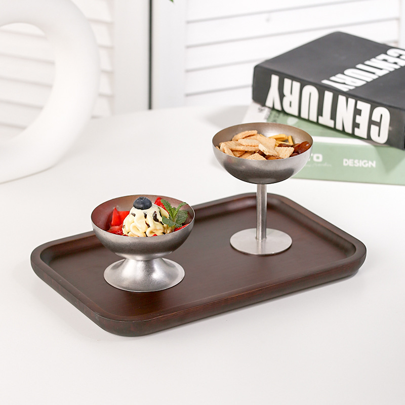 304 stainless steel retro high-legged dessert pudding ice cream cup, a creative commercial universal light luxury dessert shop cup details Picture