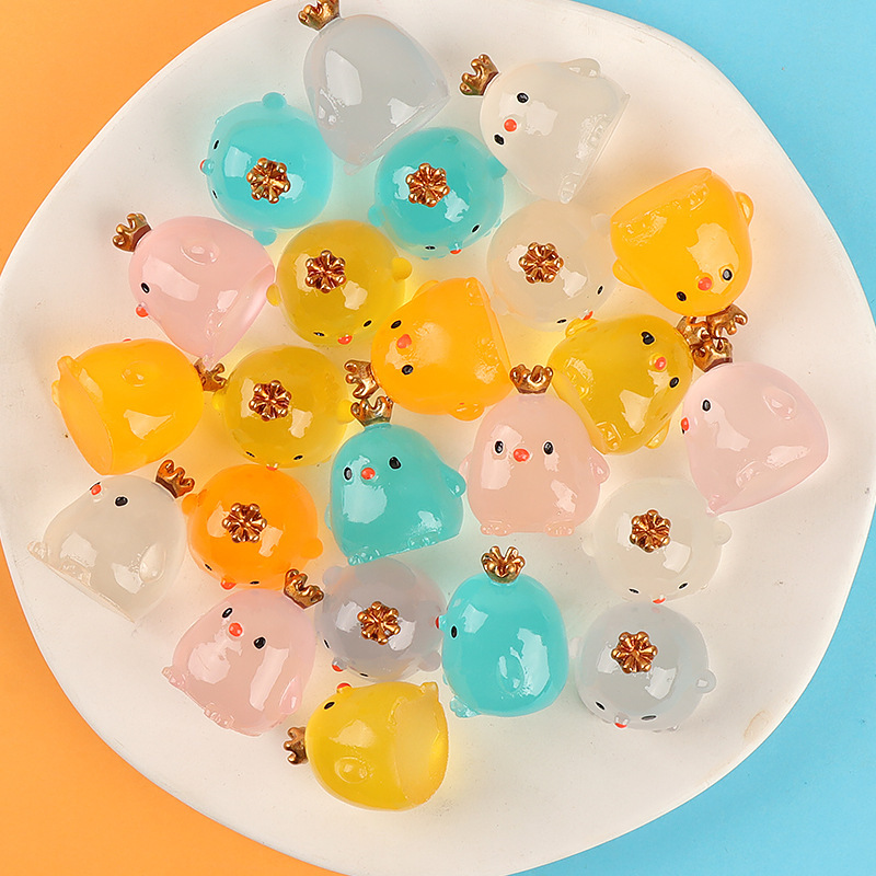 Creative resin accessories, night shiny surface, yellow comb chicken cream glue, DIY accessories, phone cases, cartoon cute little ornaments details Picture