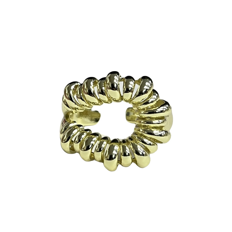 A retro gold geometric hollowed-out irregular opening ring for women's Instagram, with a cold style, niche, light luxury and high-end feel Item Picture
