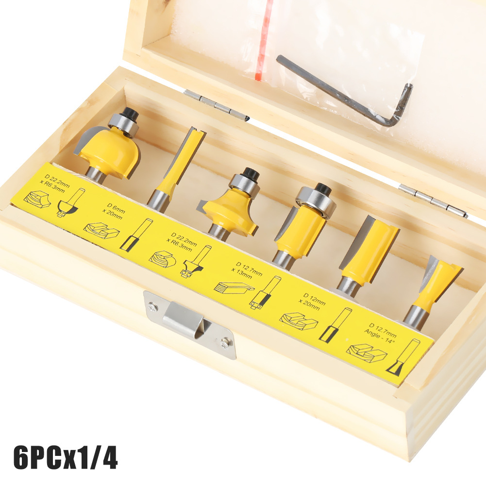 15-piece set of 1/4 handle, 1/2 handle, 8 handle, 6 handle woodworking milling cutter sets, decoration edge machine, 12-piece set of woodworking slotting milling cutters undefined