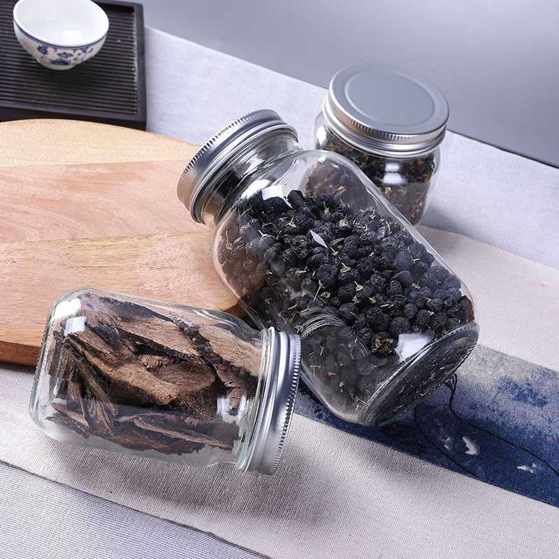 Round-bottomed glass bottles, sealed jars with LIDS, jars for chili sauce, lemon paste, honey jam, 750ml, 500ml Specification drawing