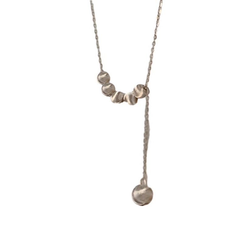 Brushed metal small round ball pendant necklace for women, light luxury, simple, individual, fashionable and elegant. Neckchain, collarbone chain Item Picture