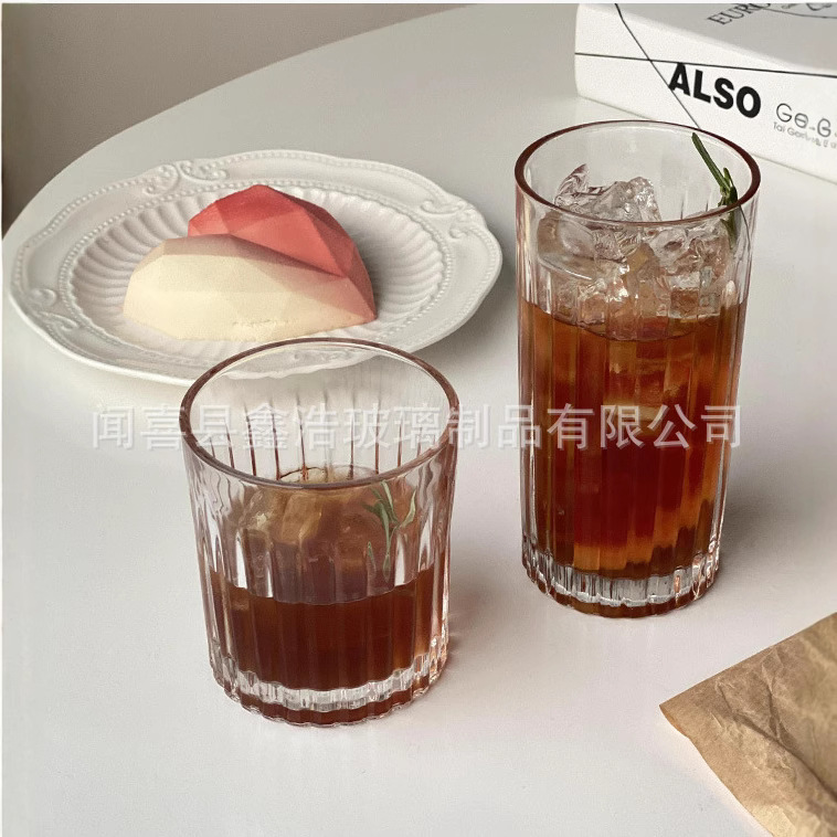 Creative striped whisky glass, classical and retro vertical sword-patterned spirits glass, personalized glass sword-patterned glass for home use full figure