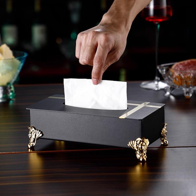 Creative stainless steel tissue box, restaurant, ktv and bar countertop tissue box, simple InS-style tissue box logo Specification drawing