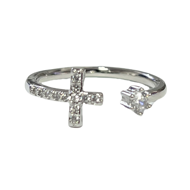 A simple and individual micro-inlaid zircon line geometric open ring for women's ins, with a cold style, exquisite and fashionable temperament Item Picture