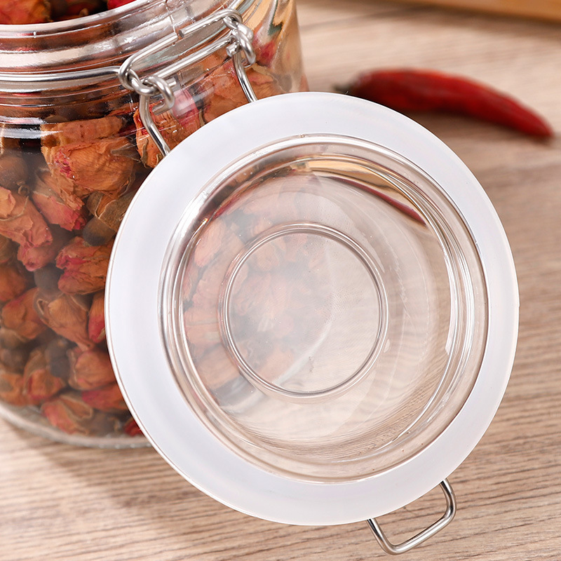 Snap-on sealed jar, glass bottle with lid, honey lemon jar, household pickles jar, kimchi food storage jar details Picture