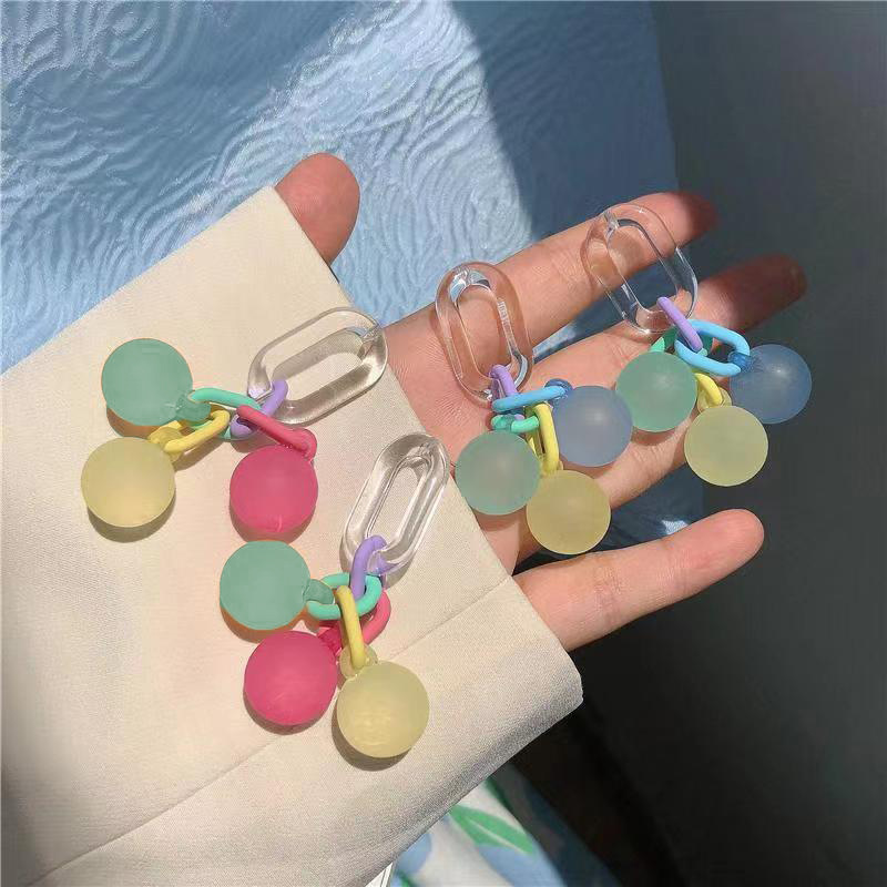 Colorful bubble gum ~ Frosted sugar fruit-colored stud earrings for women on Instagram, trendy Japanese and Korean color contrast fresh earrings, dopamine accessories Specification drawing