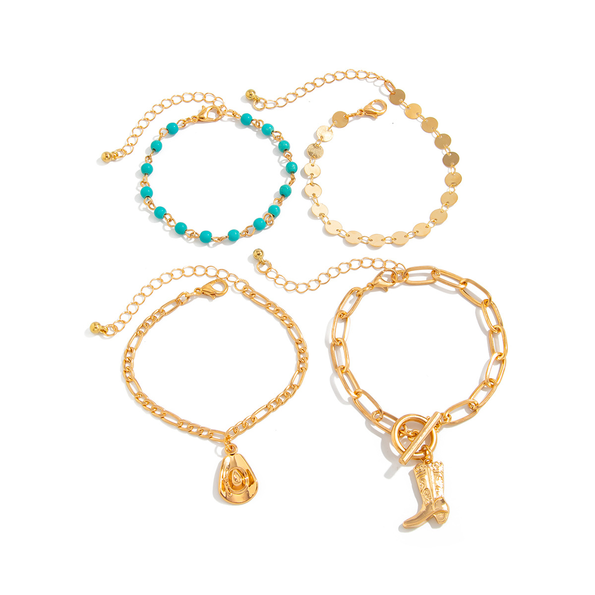 European and American cross-border jewelry, InS-style sequined alloy OT buckle necklace, punk multi-layer crystal flower sequined collarbone chain Item Picture