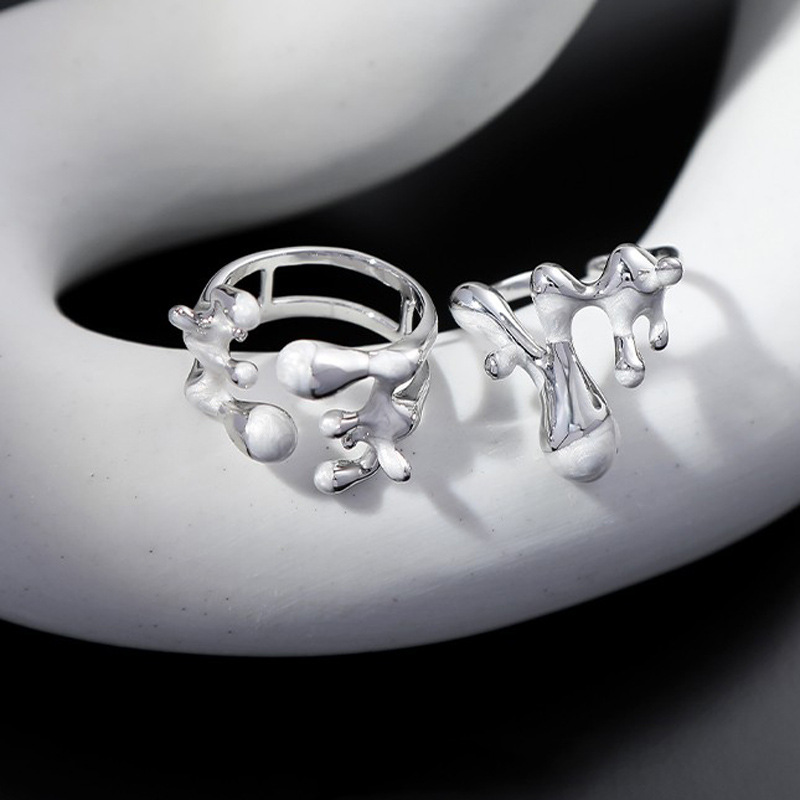 Irregular lava drop glaze texture open ring, cold style, niche design, unique, sweet and cool, individual and simple ring Application Scenario