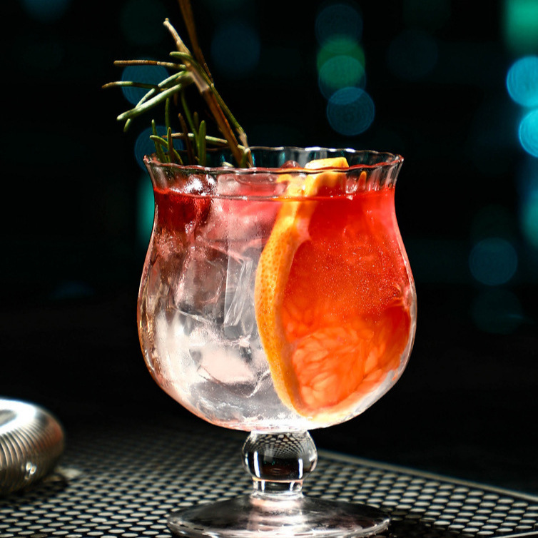 Ins-style transparent tall glass, champagne and red wine glass, juice glass, grand Du glass, high-appearance-level glass details Picture