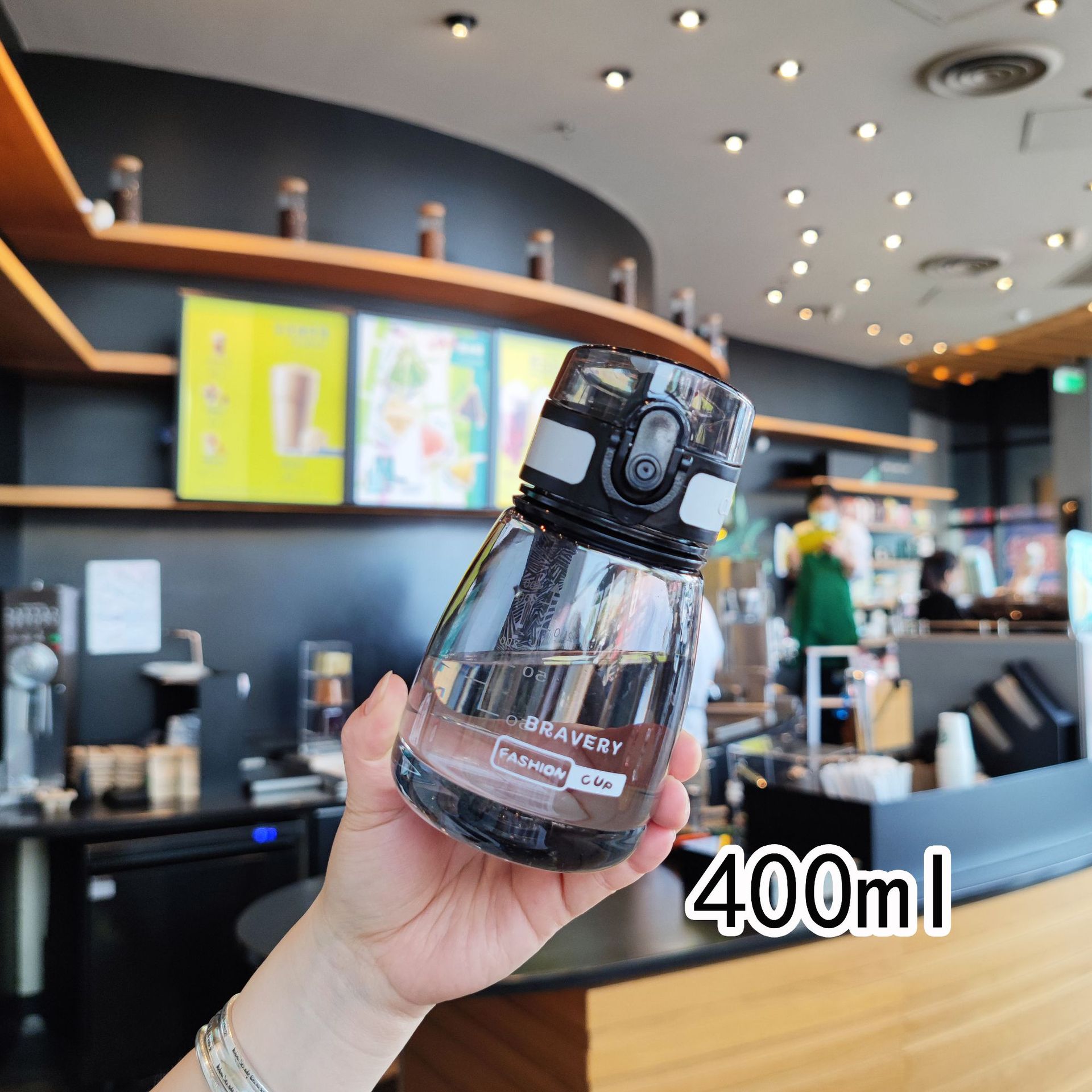 Wholesale summer direct drinking plastic water cups with pop-up LIDS, carrying rope straps, live-streaming sales, mini 400ml portable water bottles full figure