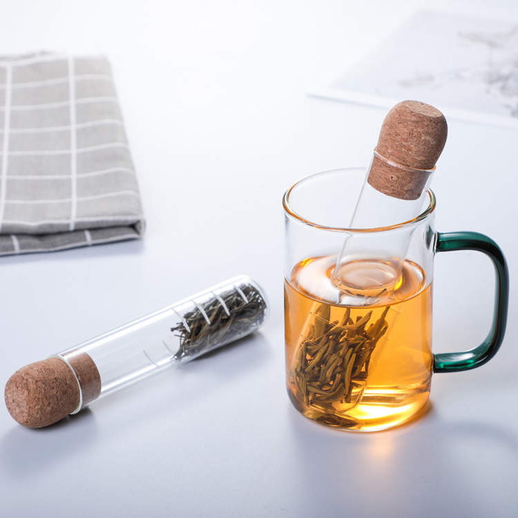 Wholesale creative high borosilicate glass test tube tea strainers, tea brewing equipment filters, popular household high-temperature resistant tea set accessories Specification drawing