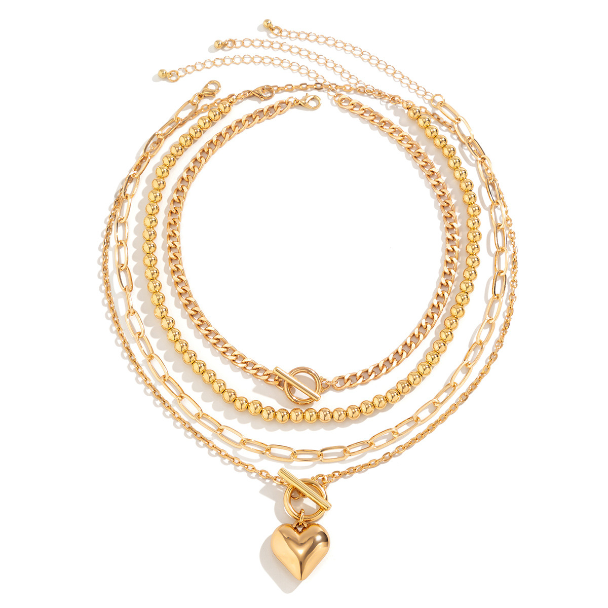 European and American hip-hop simple beaded set necklace versatile geometric OT buckle short heart-shaped necklace accessory for ladies Item Picture