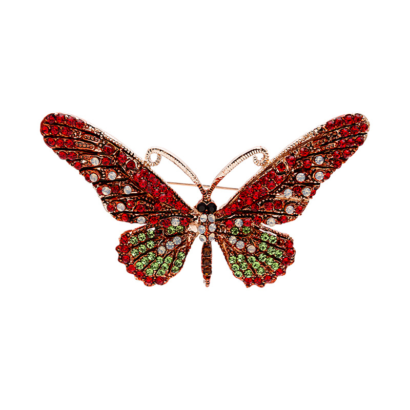 Direct sales from the manufacturer of European and American retro luxurious seven-color water diamond oil drip enamel butterfly brooches, insect and animal pins and brooches Item Picture