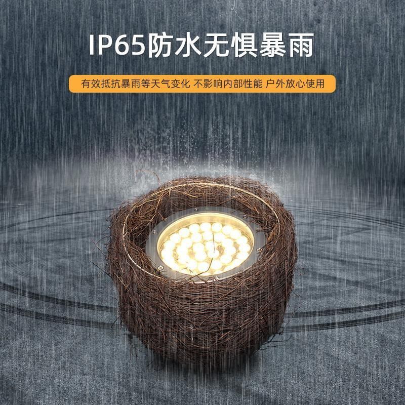 Outdoor simulated bird's nest lights, spotlights, courtyard balcony garden decoration, garden landscape lights, rattan weaving tree lights, bird's nest Application Scenario