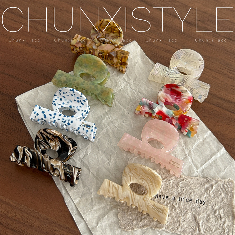 Korean-style acetate grappling clips for girls, shark clips on the back of the head, ponytail, niche semi-tied hair, high-end and versatile hair accessories details Picture