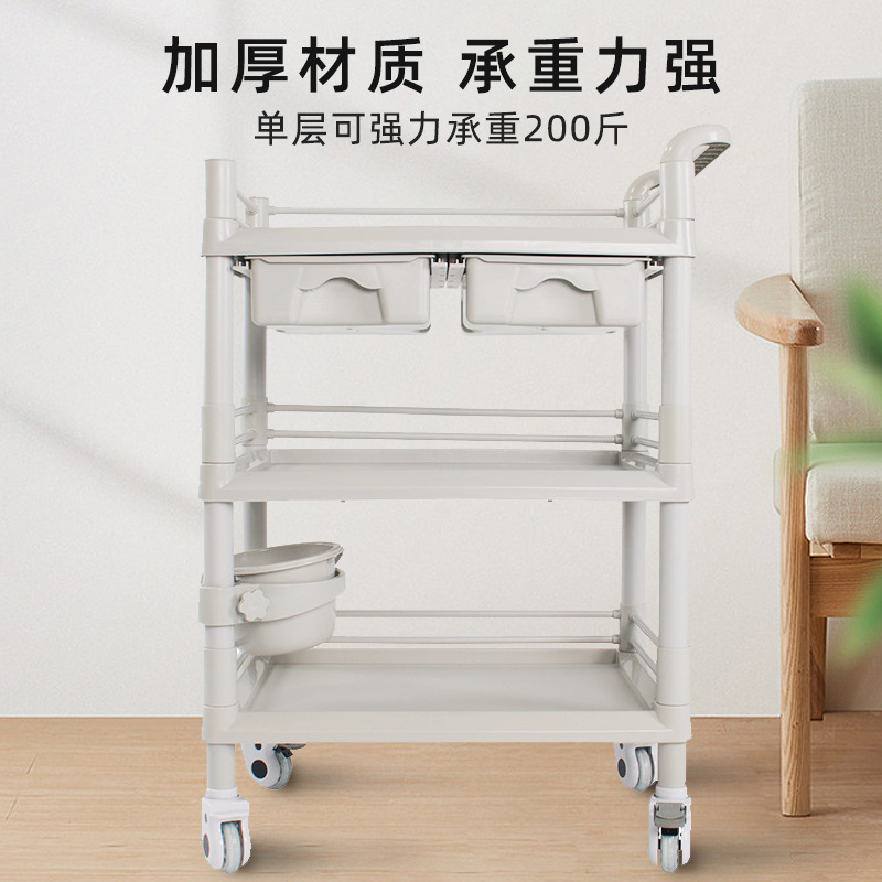 Beauty salon trolley, double-drawer care trolley, multi-functional mobile dressing change trolley for skin management, instrument trolley Specification drawing
