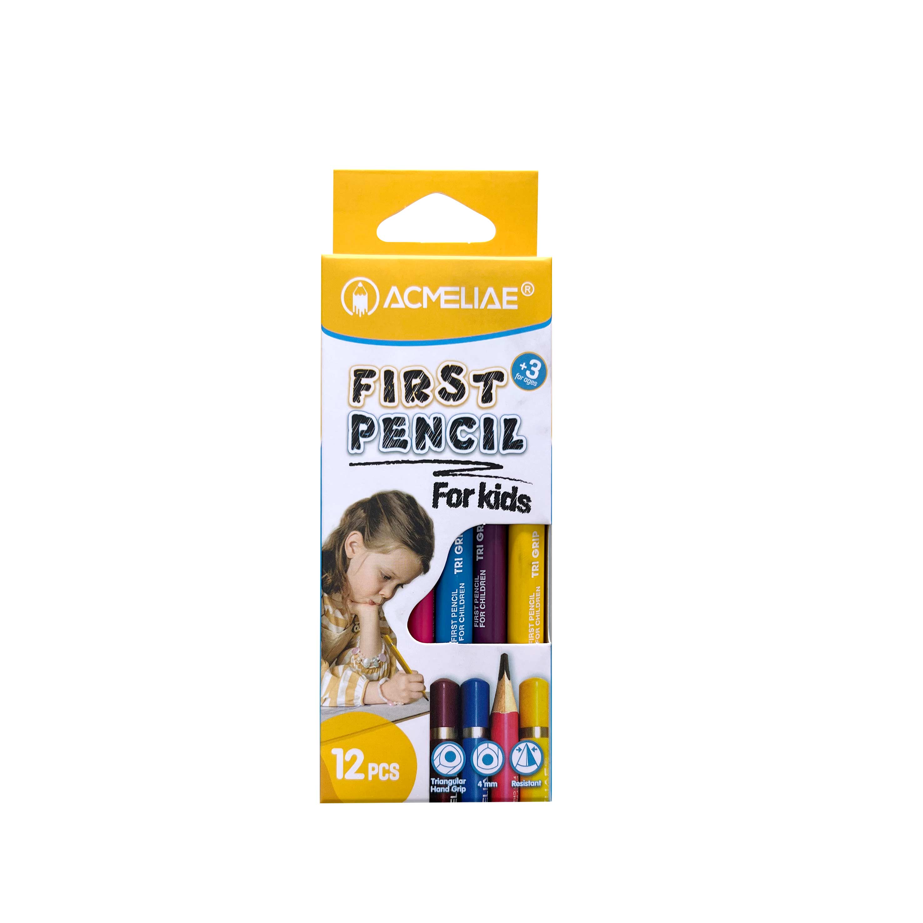 ACMELIAE 130mm 12 PCS 2B Jumbo Pencils/ with dipped Item Picture