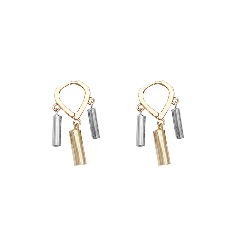 European and American cold style cylindrical tassel ear buckles, women's niche individuality, versatile, trendy earrings, high-end earrings wholesale Item Picture
