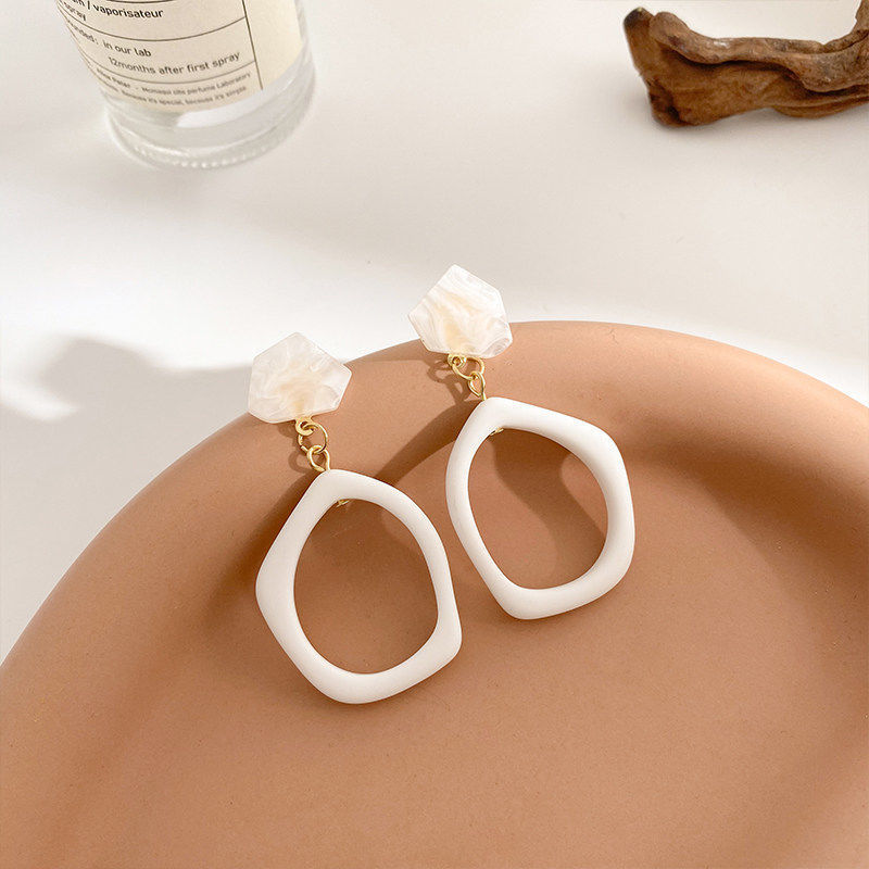 s925 silver needle earrings, the same style as Anna's in Dongdaemun, South Korea, with ancient geometric acrylic stud earrings and ear clips Specification drawing