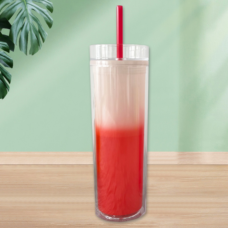 【 Processing and Customization 】 Wholesale of double-layer PS color-changing cups, plastic straw cups, cross-border export temperature-sensitive drinking cups Application Scenario