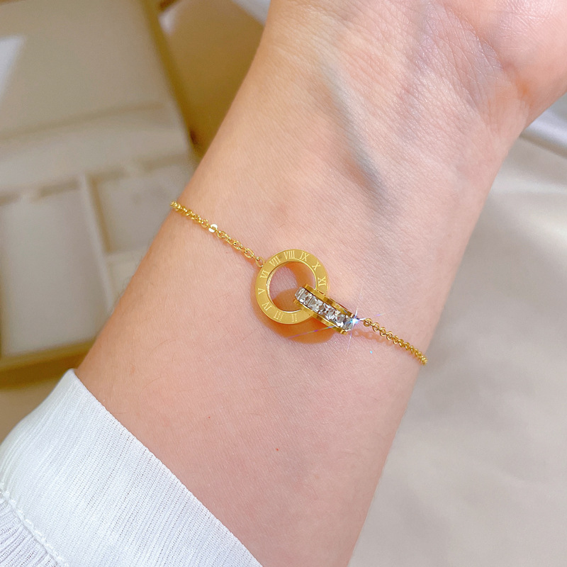 【 All-titanium Steel 】 Elegant Roman ring style, lucky minimalist chain bracelet, female Internet celebrity, retro best friend details Picture