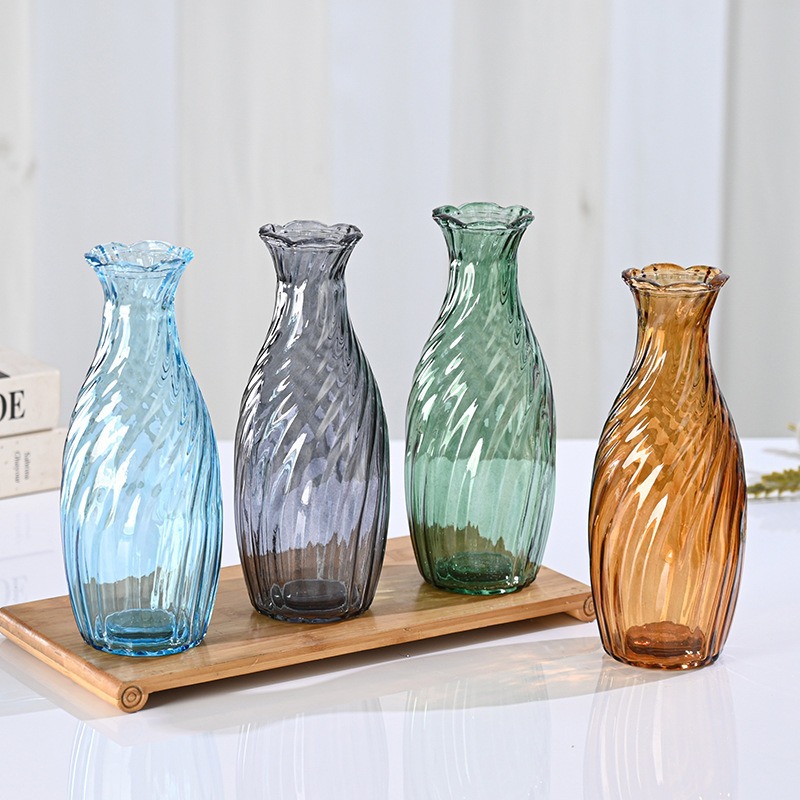 Colorful drawstring glass vase, Ins-style Nordic transparent water-grown lucky bamboo, living room home dried flower and fresh flower vase Specification drawing