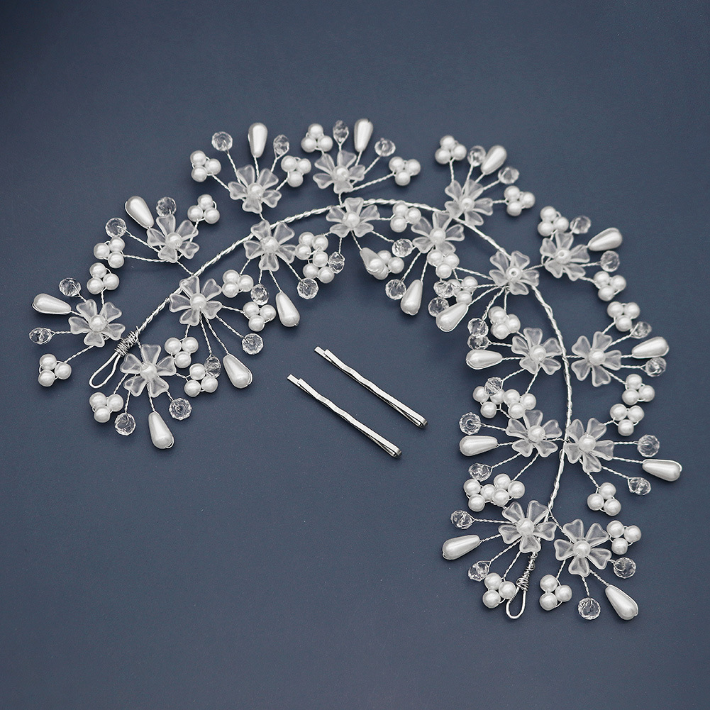 New European and American bridal hair accessories, wedding gowns, pearl headbands, forest-themed wedding headbands, crystal floral children's hair bands details Picture