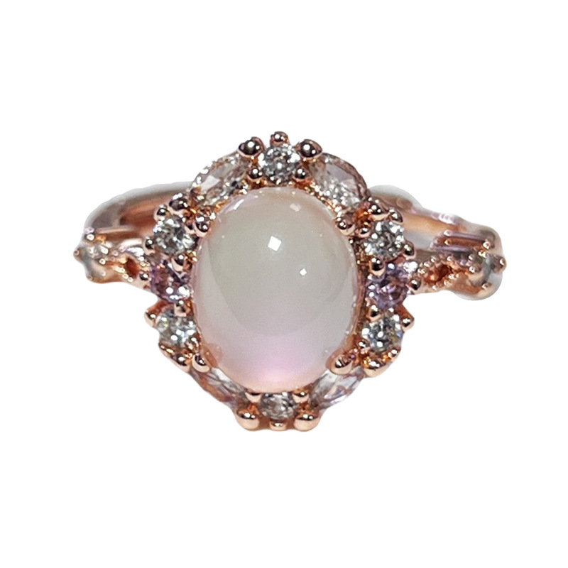 New row diamond light luxury and high-end layered ring for women, rose gold retro cross cold style niche index ring Item Picture