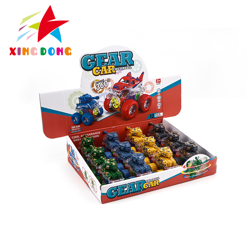 Children's toy car colorful/four-wheel drive/dual-inertia stunt tank car display box packaging YM-1108F Item Picture