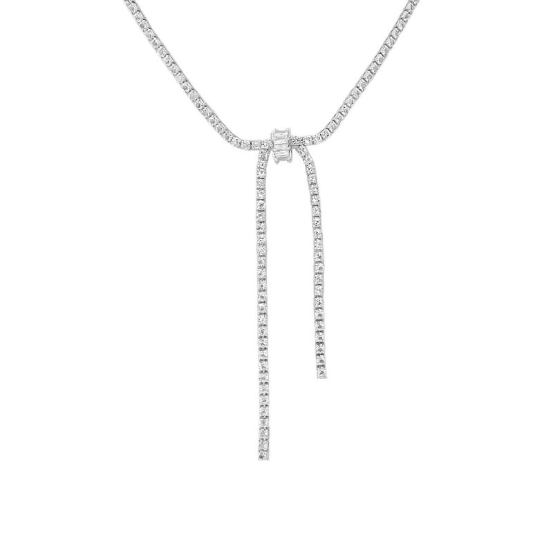 European and American fashion diamond-encrusted bow necklace for women, exaggerated and individualistic neckchain, elegant and light luxury, full diamonds, super dazzling, internet-famous necklace Item Picture