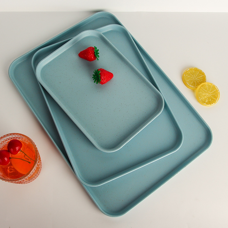 Amazon wheat pp rectangular tray, fruit plate, plastic dinner plate, hotel restaurant, high appearance level, Nordic-style plate Application Scenario