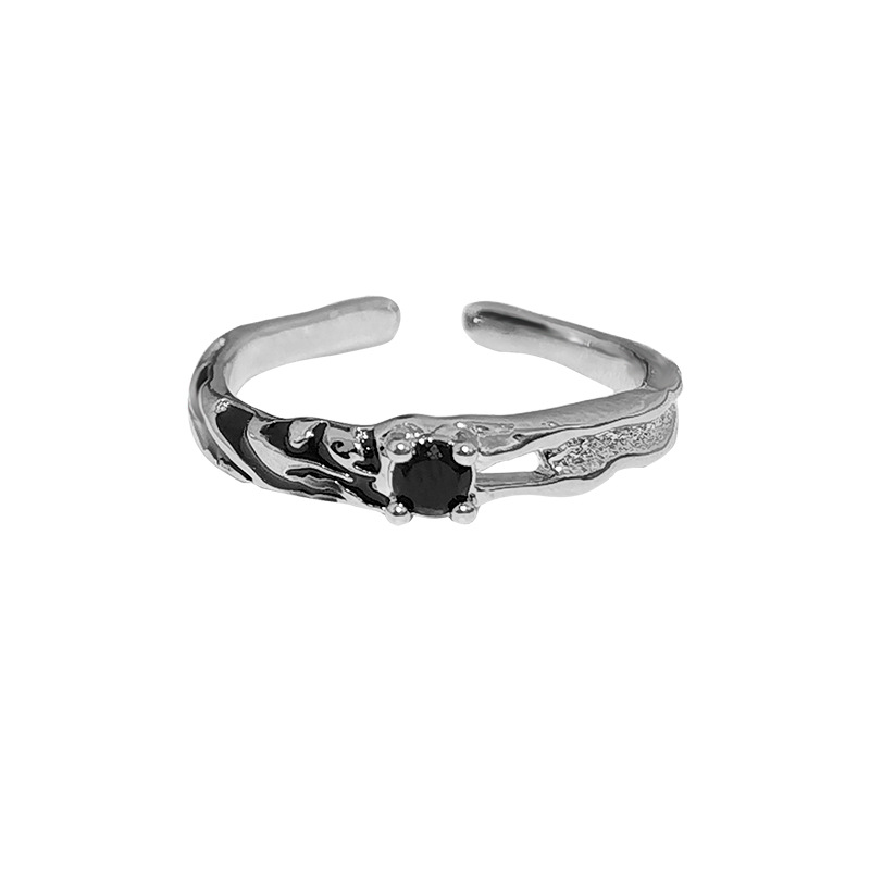 A niche design, dark drip glaze, simple and neutral open ring, a luxurious and high-end couple's ring, a hip-hop ring Item Picture